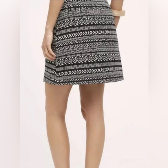Anthropologie Maeve Fieldnotes button front Black White Tribal Striped Skirt 2 - Picture 3 of 14